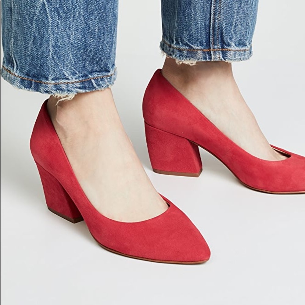 Botkier Stella Suede Block Heel Pointed Toe Pumps